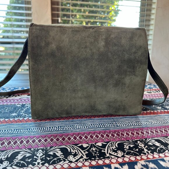 Salvatore Ferragamo Olive Green Suede Crossbody Shoulder Bag, Vintage, Rare - Picture 7 of 15